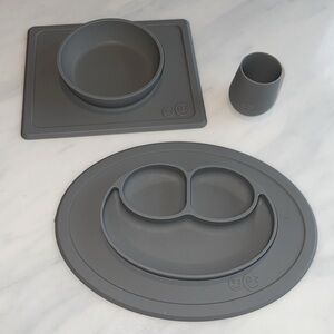 ez pz Mini Mat (6+ months), Mini Bowl (12+ months) & Tiny Cup (4+ months) Grey